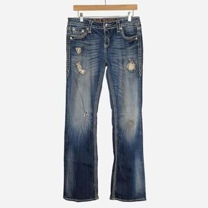 Rock Revival Vivian Easy Boot Distressed Rhinestone Jeans 30x32